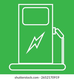 Coche eléctrico con el símbolo del icono del enchufe, coche del EV, logotipo verde del punto de carga de los vehículos híbridos, concepto respetuoso del medio ambiente del vehículo. Ilustración vectorial