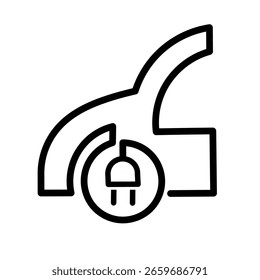 Electric car with plug icon symbol, EV car. car energy charging icon