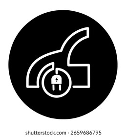 Elektroauto mit Stecker Symbol, Elektroauto. Symbol für die Aufladung von Kraftfahrzeugen