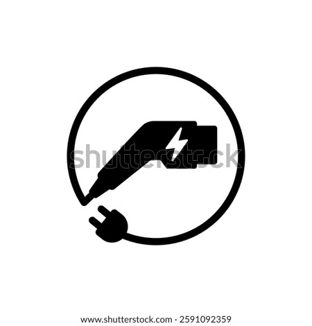 Electric car with plug icon symbol, EV car, Green hybrid vehicles charging point logotype, Eco friendly vehicle concept. Vector illustration
