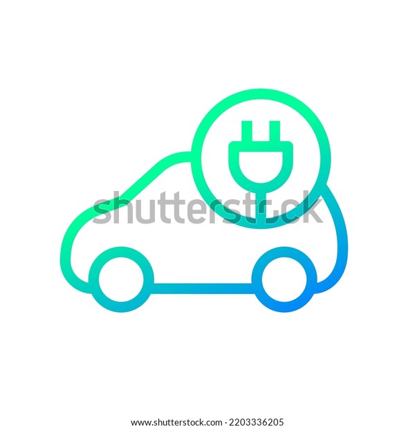 Electric car with plug icon symbol, EV car,\
Green hybrid vehicles charging point logotype, Eco friendly vehicle\
concept, Vector\
illustration