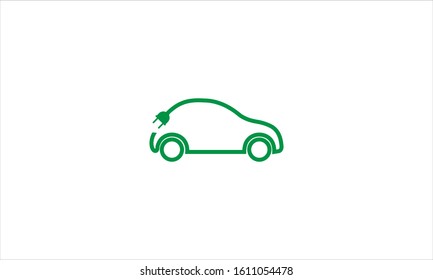 Electric car and plug icon in trendy design style
