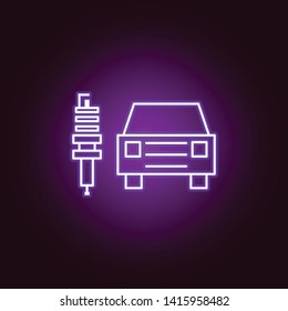 electric car plug outline icon in neon style. Elements of car repair illustration in neon style icon. Signs and symbols can be used for web, logo, mobile app, UI, UX