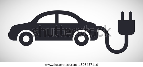 Electric car with plug\
sideview symbol