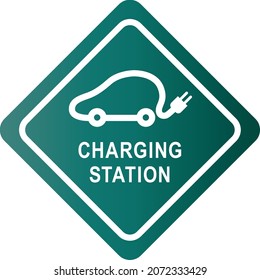 Coche eléctrico con símbolo de enchufe, Estación de carga del vehículo EV, concepto de vehículo ecológico