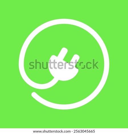 Electric car with plug symbol. Hybrid car charging logo