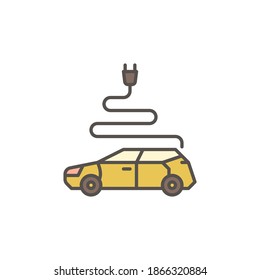Electric Car with Plug vector concept colored icon or design element