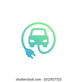 electric car with plug vector icon