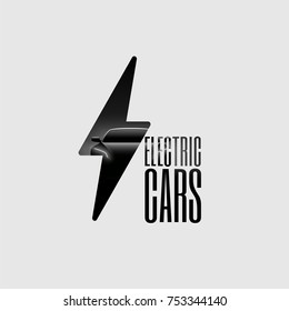 Electric Car Poster Flyer Banner Sign Template. Minimalist Vector Illustration.