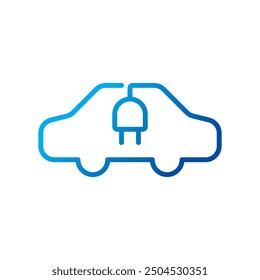 electric car and power plug. electric car symbol