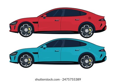 Electric car premium vector illustration for use.