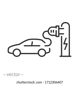 electric car pump icon, charging at the charger station, auto hybrid plug, concept green energy, thin line web symbol on white background - editable stroke vector illustration eps10
d