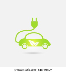 Electric car in refill icon, vector. Eco transportation. Green technologies