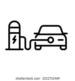 Electric Car Refueling Icon Symbol, EV Car, Green Hybrid Vehicles Charging Point Logotype, Eco Friendly Vehicle Concept, Vector Illustration