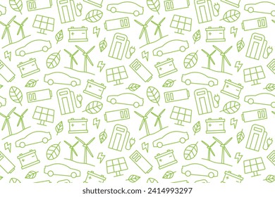 electric car from renewable energy sources seamless pattern- vector illustration