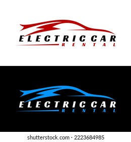 electric car rental logo design vector