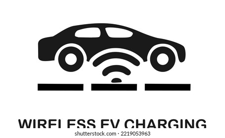 Electric Car from side view. Electric Vehicle (EV) charging dock icon symbol. Hybrid smart car battery illustration. Outline vector. Isolated from background.