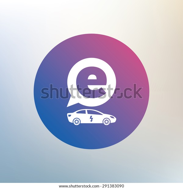 Electric car sign\
icon. Sedan saloon symbol. Electric vehicle transport. Icon on\
blurred background.\
Vector