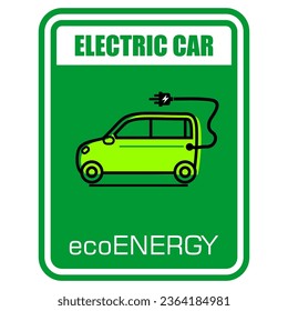 Electric car,  sign and sticker vector