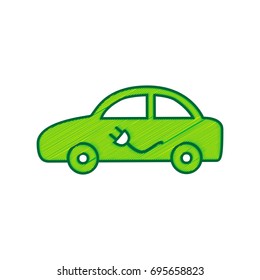 Electric car sign. Vector. Lemon scribble icon on white background. Isolated