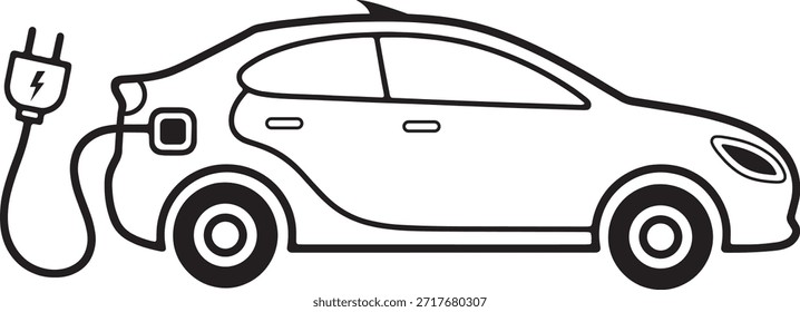  Silhueta de carro elétrico Ícone Vetor Eco amigável Automóvel Carregando Energia Solar Veículo Transporte Tecnologia Logo Sign Símbolo Ilustração de Mobilidade Sustentável