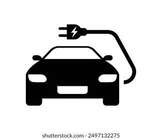 Electric car silhouette isolated on white background