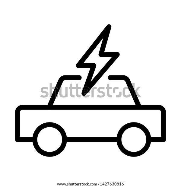 Electric car. Simple design. Line vector.
Isolate on white
background.