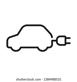 Electric car. Simple line icon. Isolate on white background.