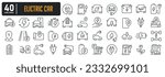 Electric car simple minimal thin line icons. Related charging station, battery, ecology, vehicle. Vector illustration. 