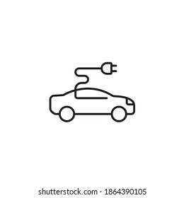 Electric car simple thin line icon vector illustration