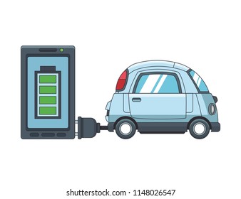 ELectric car and smartphone