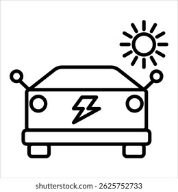 Elektroauto Solar Icon. Einfache Vektorkonturgrafik