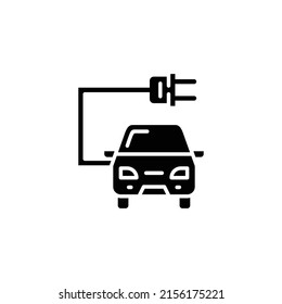 Electric car stencil vector icon. Simple design for web or mobile app