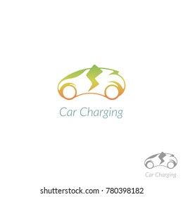 electric car symbol and icon. simple logo. flat design.