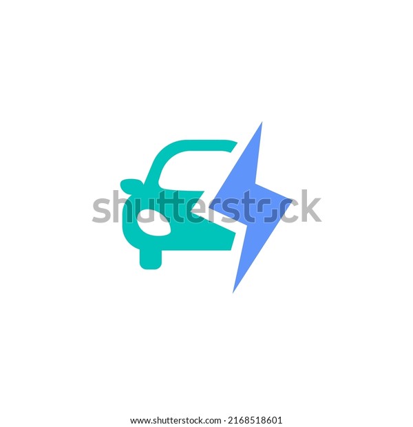 electric car symbol icon
vector illustration. ev vehicle with thunder bolt voltage symbol
graphic design.