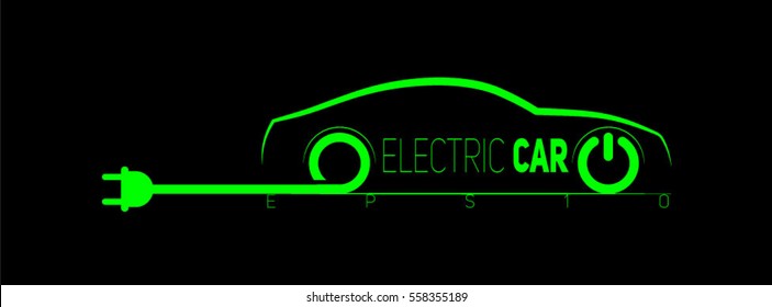 Electric car symbol With wire and plug