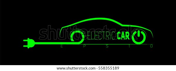 Electric car symbol With\
wire and plug