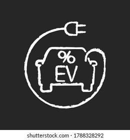 Electric Car Tax Credit Chalk White Icon On Black Background. American Loan Program For EV Buyers. Eco Friendly Transport Purchase Financial Benefits. Isolated Vector Chalkboard Illustration