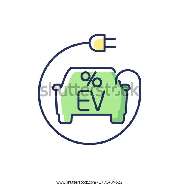 Electric car tax credit RGB color icon.\
American loan program for EV buyers. Eco friendly transport\
purchase financial benefits. Isolated vector\
illustration