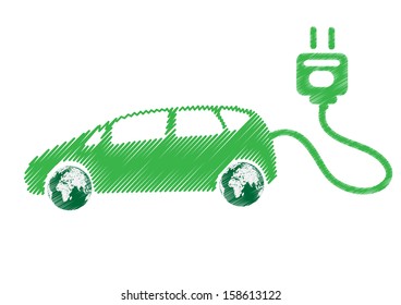 Electric car technology concept isolated on white background