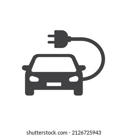 Electric car that will charge, icon.