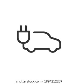 Electric car thin line icon. Symbol in trendy outline style. Premium design for web and apps. Perfect for UI. 