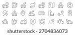 Electric car thin line icons set. Car charging icon. Editable stroke. Vector