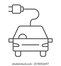 Electric car thinline icon, editable vector icon, pixel perfect, illustrator ai file 