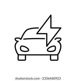 Electric car with thunder line icon