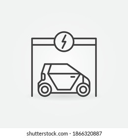 Electric Car vector concept minimal icon or symbol in thin line style