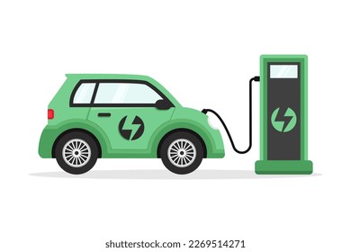 Electric car vector design illustration, environment friendly and future vehicle concept