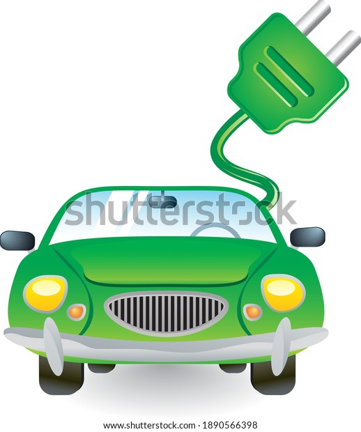 An electric car vector,\
eco car icon\
 - An electric car  is a car which is propelled by\
one or more electric motors, using energy stored in rechargeable\
batteries.
