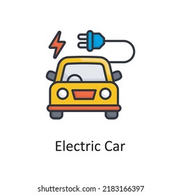 Ilustración de diseño de iconos rellenados por vector de vehículo eléctrico. Símbolo diverso sobre el archivo EPS 10 de fondo blanco
