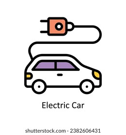 Electric Car vector Filled outline Design illustration. Symbol on White background EPS 10 File 